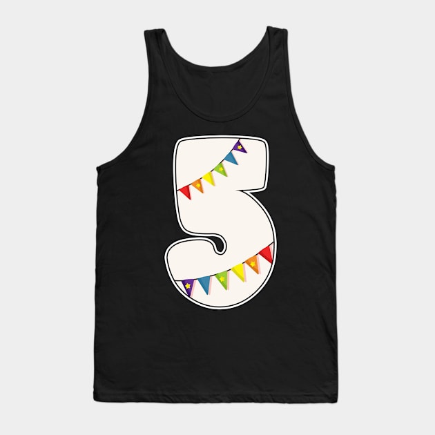 5th Birthday 5 Years old Number Birthday Girl Tank Top by Anassein.os